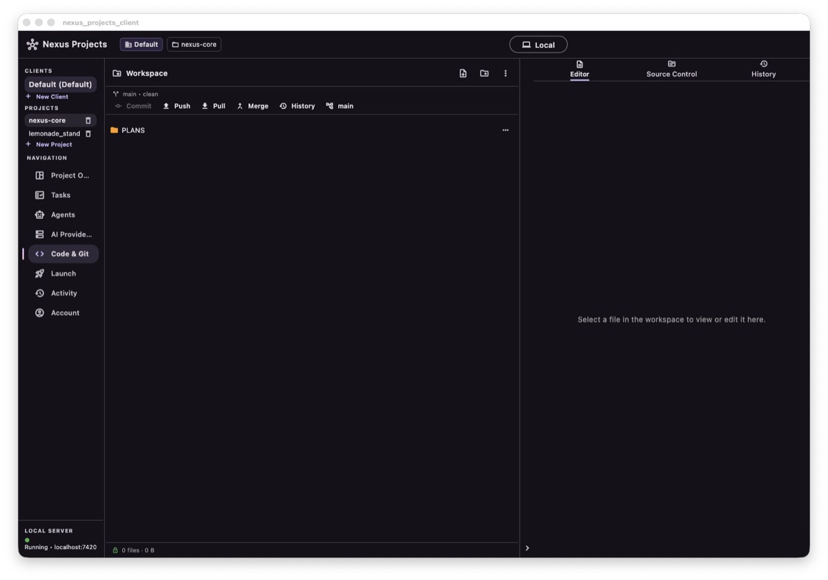 Code and Git workspace